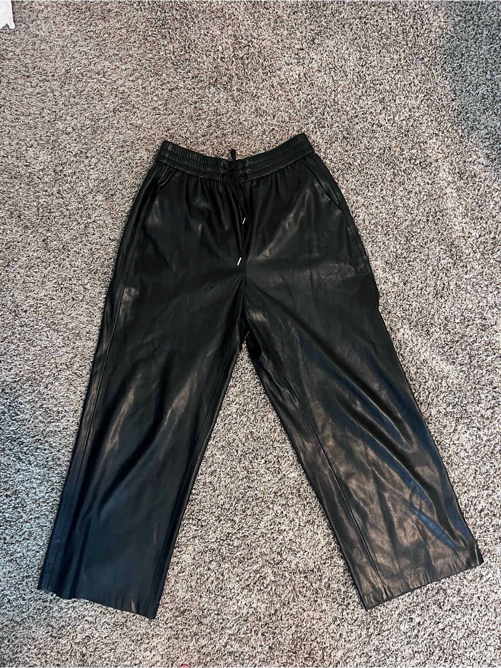 Alice + Olivia Black Wide-Leg Faux Leather Pants